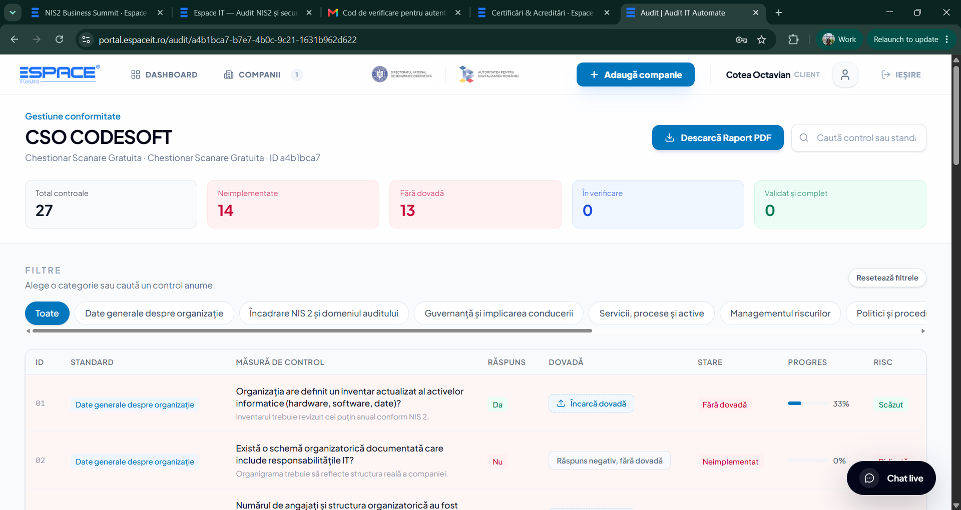 Gestionează auditul și conformitatea NIS2 dintr-un singur loc