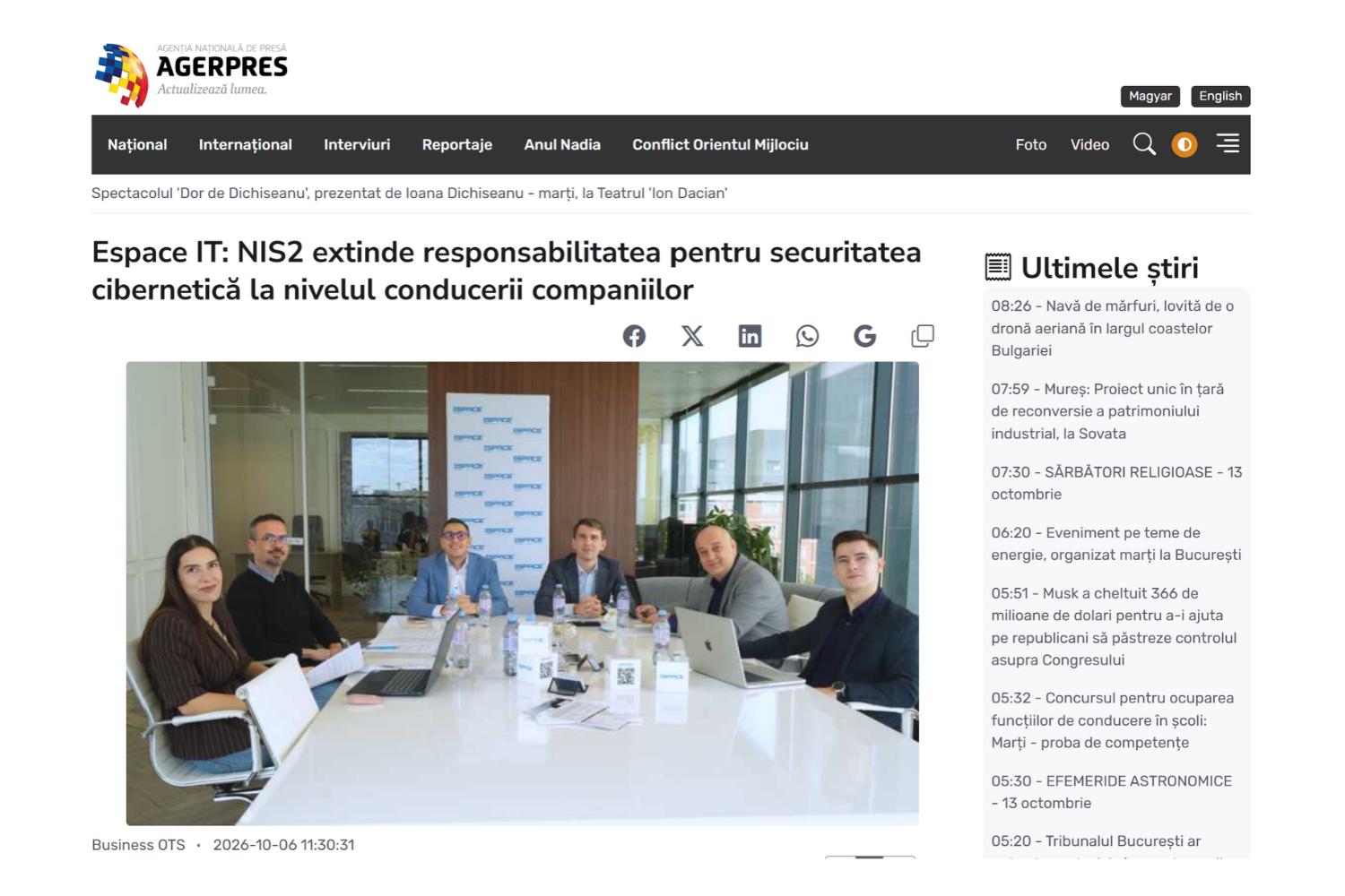 Espace IT: NIS2 extinde responsabilitatea pentru securitatea cibernetică la nivelul conducerii companiilor